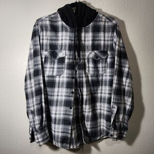 Button Up Black And White Flannel